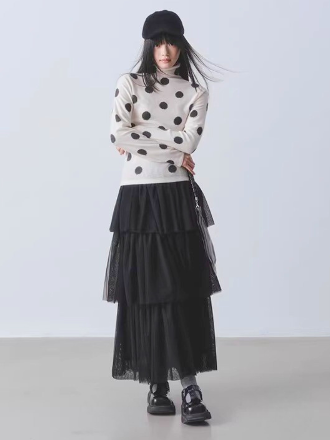 Sheer Mesh Tiered Skirt