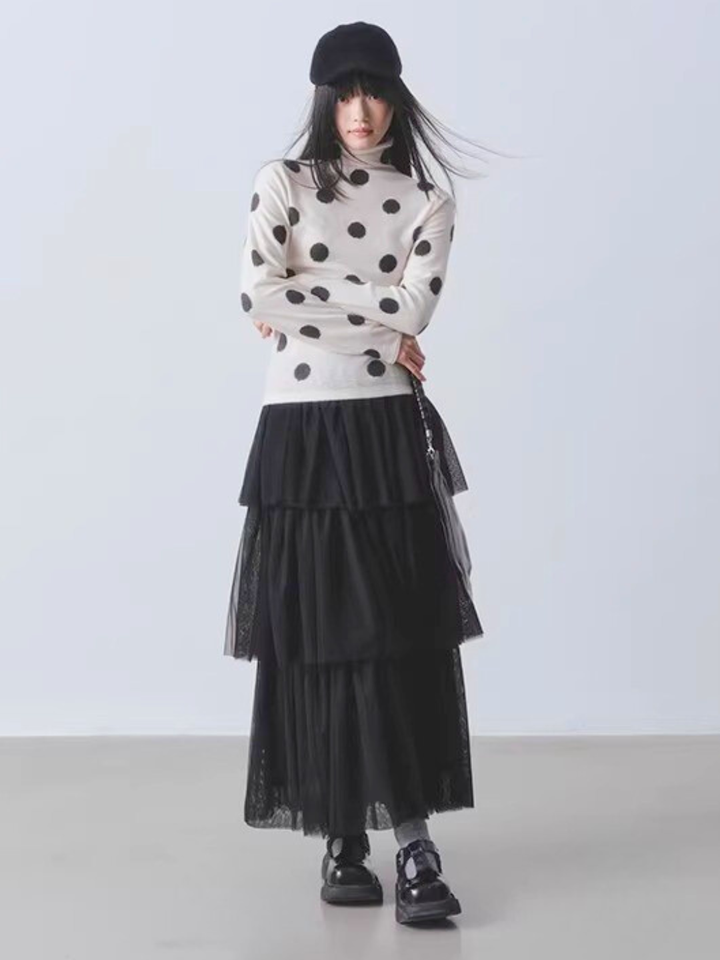 Sheer Mesh Tiered Skirt