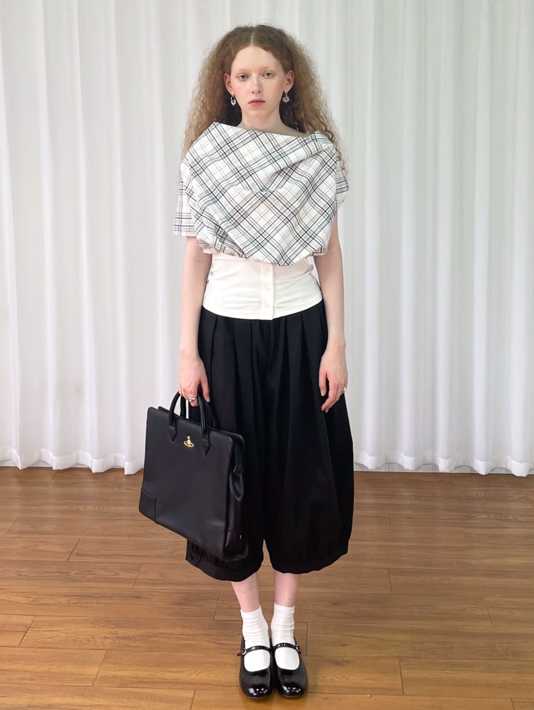 【Loose Smell】Draped Check Top