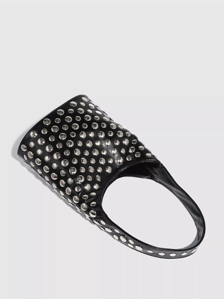 Metal Studs Mini Hobo Bag