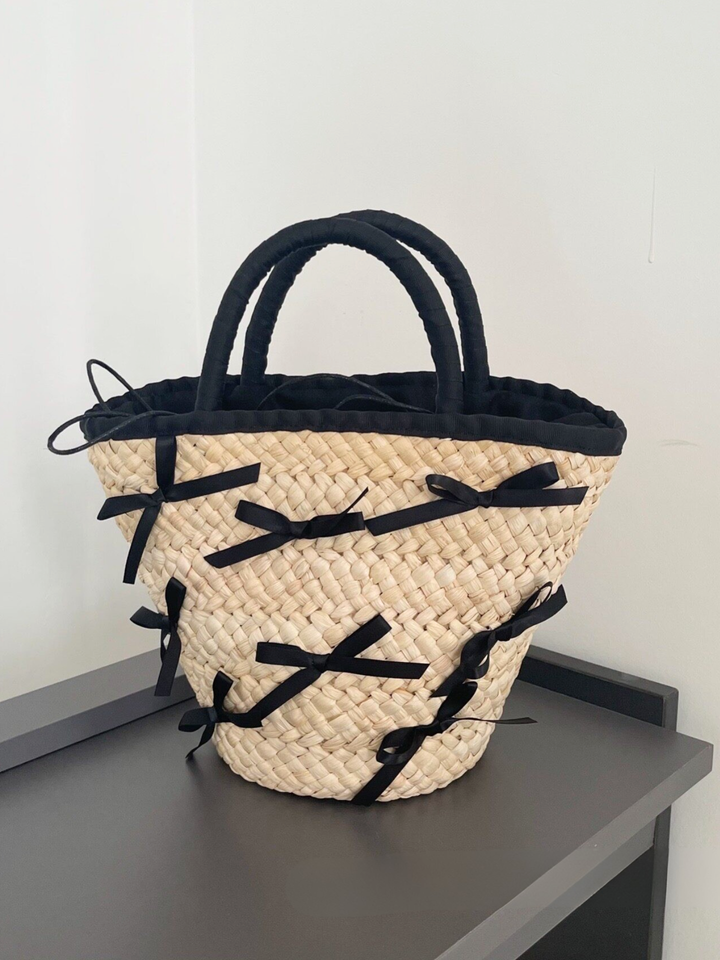 Noir Ribbon Basket Bag