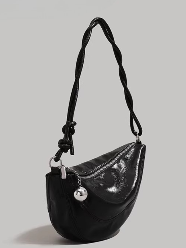 Metallic Crescent Charm Bag