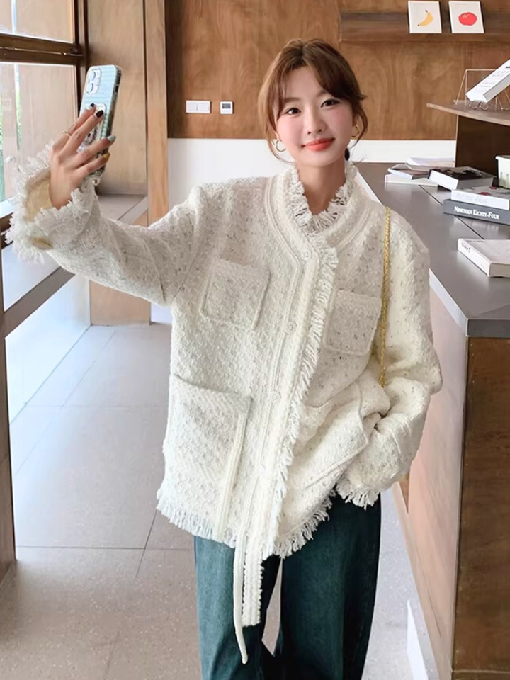 Soft Fringe Tweed Jacket