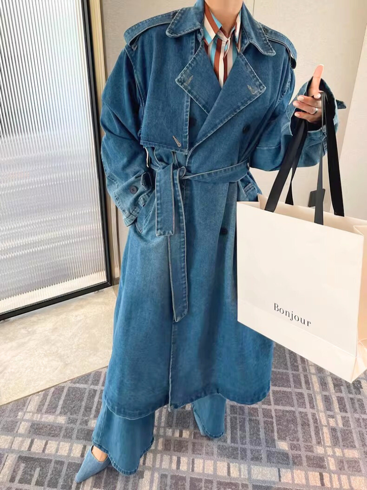 Relaxed Denim Trench Coat
