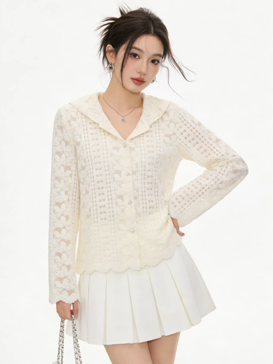 Sheer Lace Hooded Cardigan