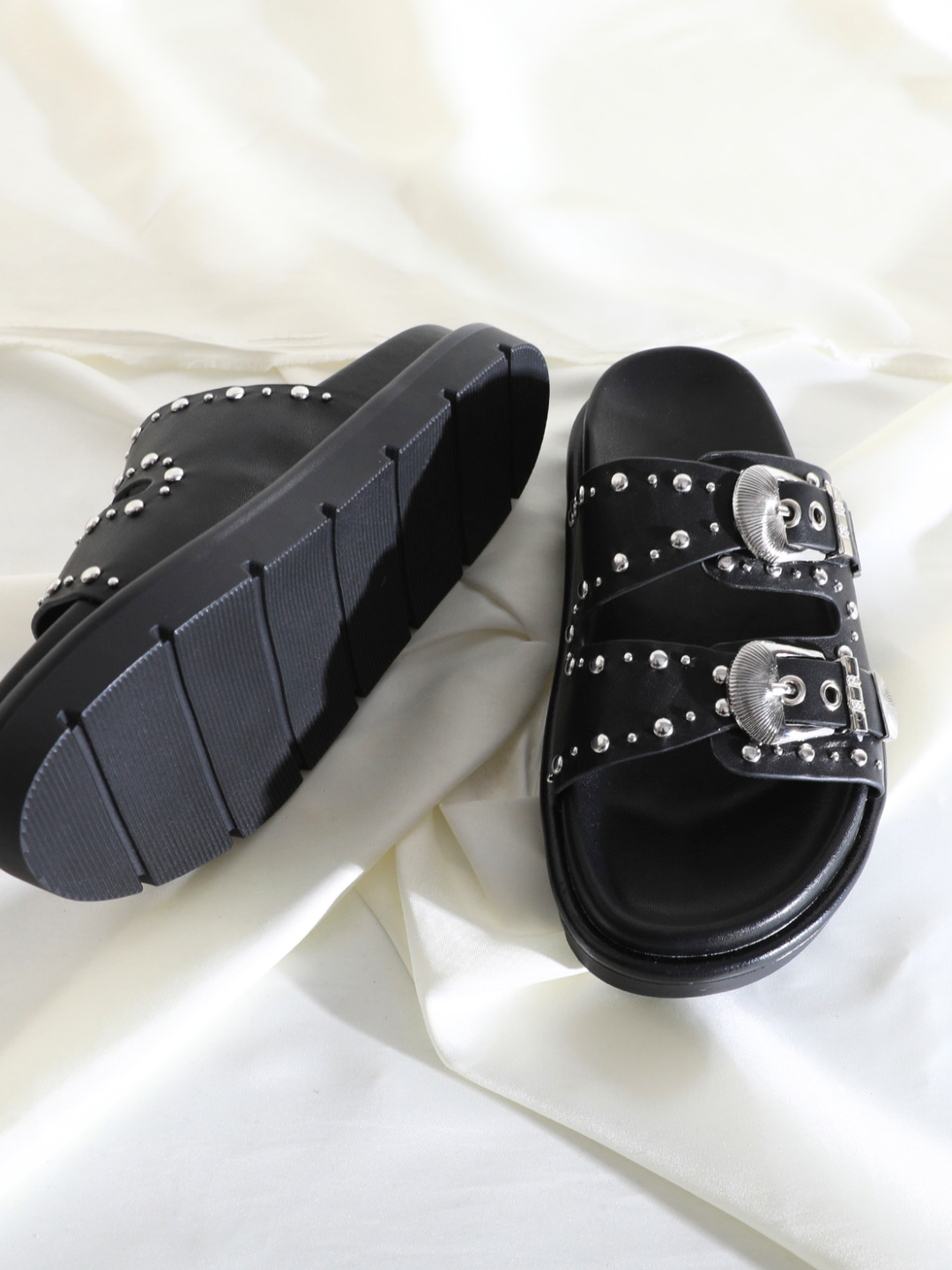 Concho Stud Double Strap Sandals