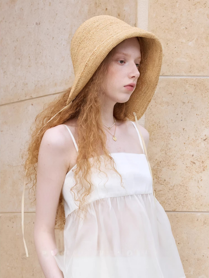 Natural Straw Ribbon Hat