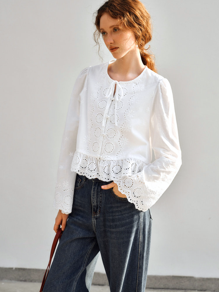 Fleur Eyelet Peplum Blouse