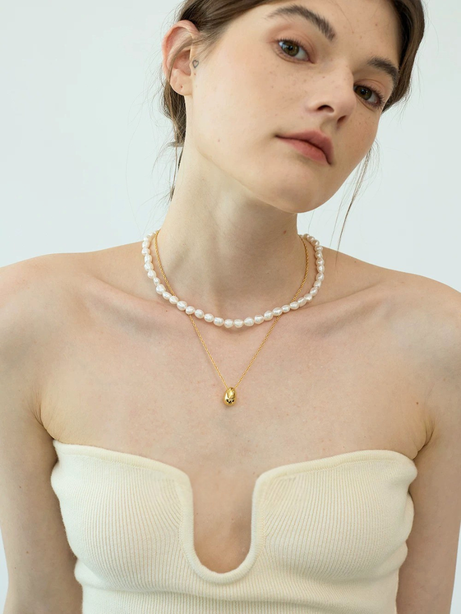 【EGO ACC】Organic Pearl Toggle Necklace