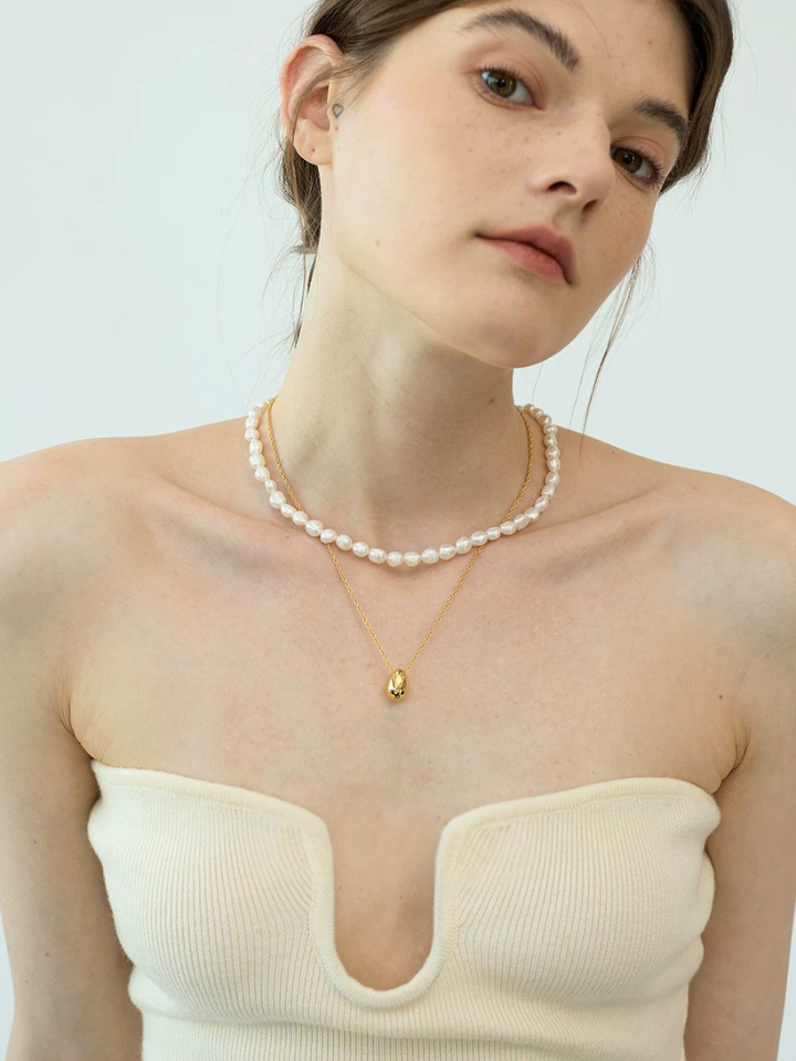 【EGO ACC】Organic Pearl Toggle Necklace