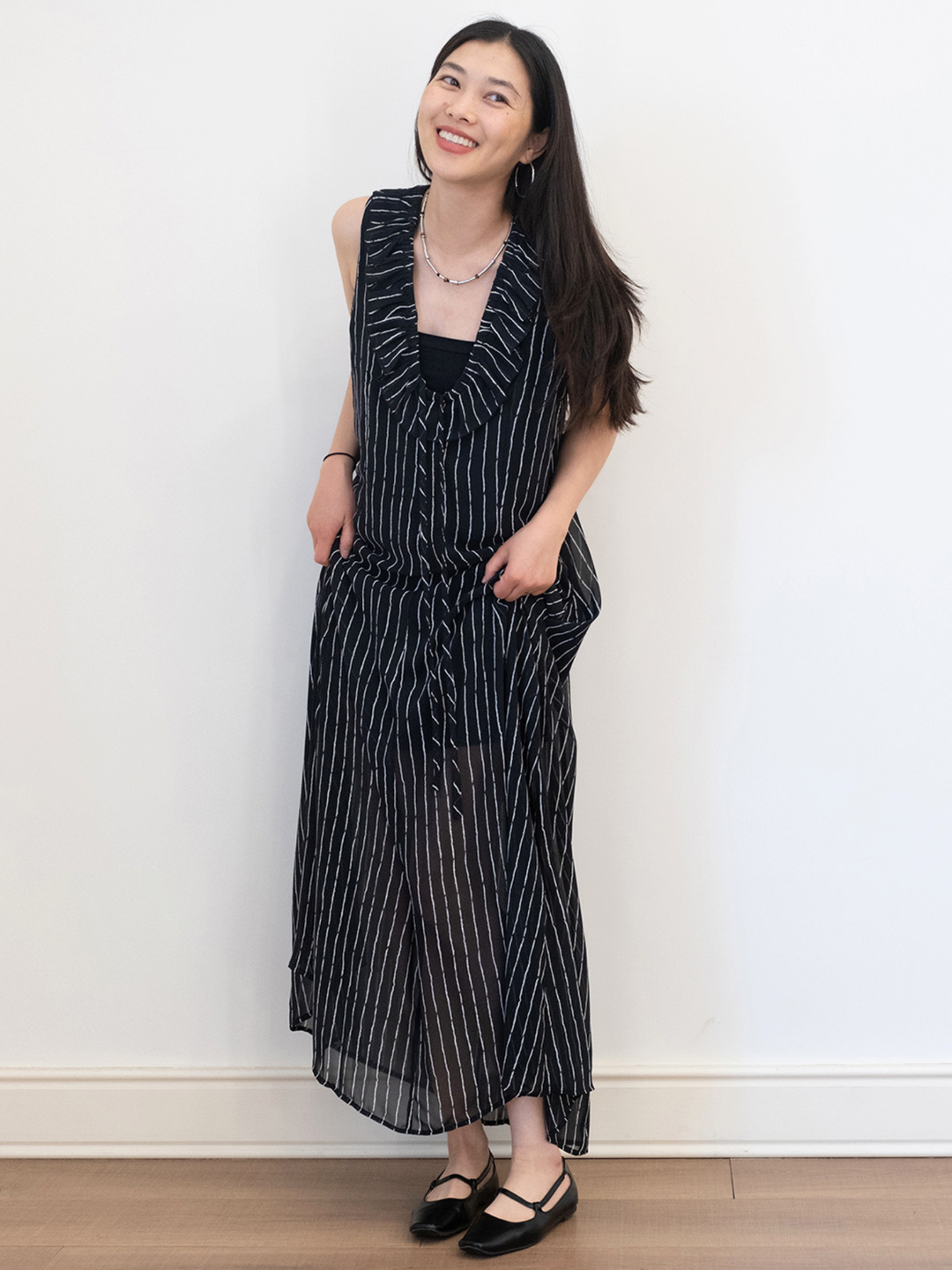 Sheer Ruffle Maxi Dress