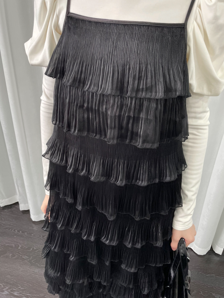 【Loose Smell】Layered Pleated Frill Dress