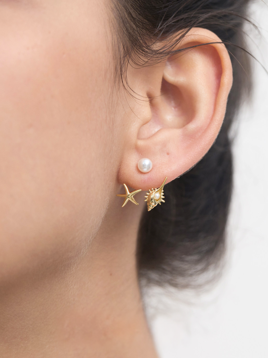 【EGO ACC】Starfish & Shell Pearl Earrings
