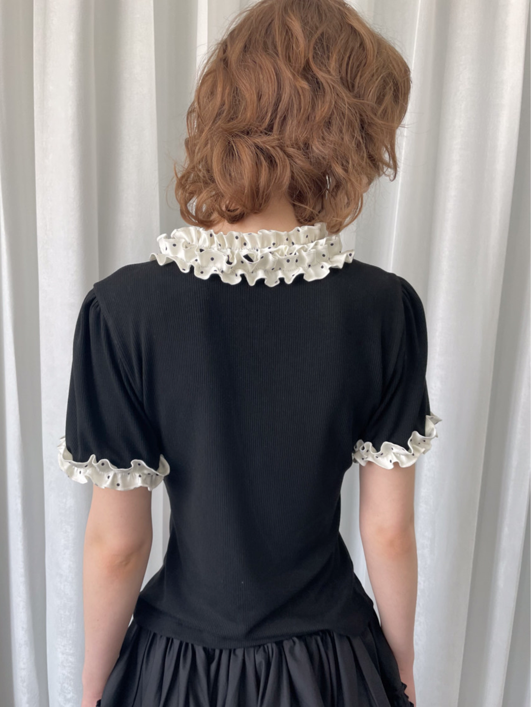 〈Pre Order〉【Loose Smell】Dot Frill Rib Top