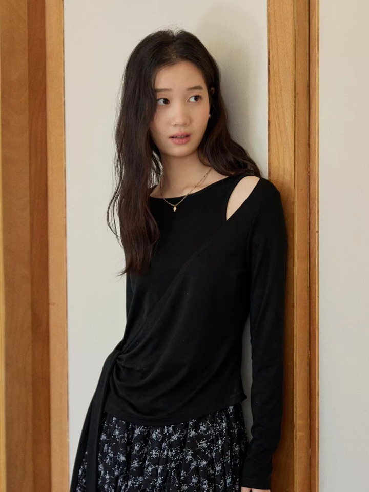 Asymmetry Draped Cut Top