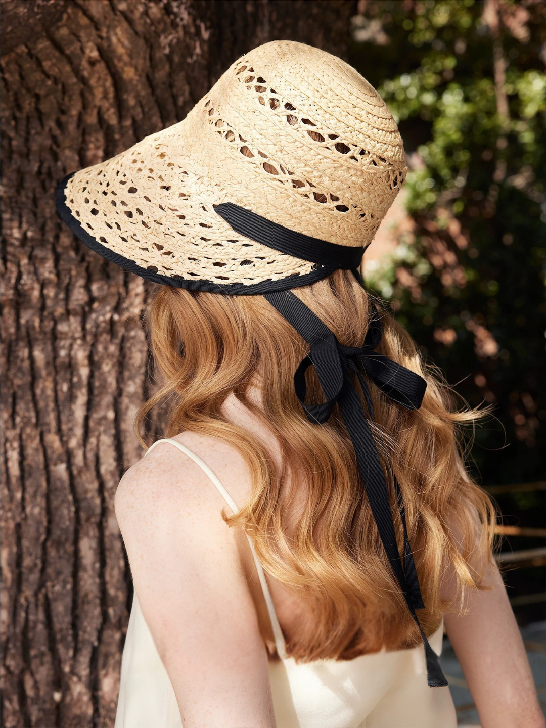 Contrast Ribbon Raffia Hat