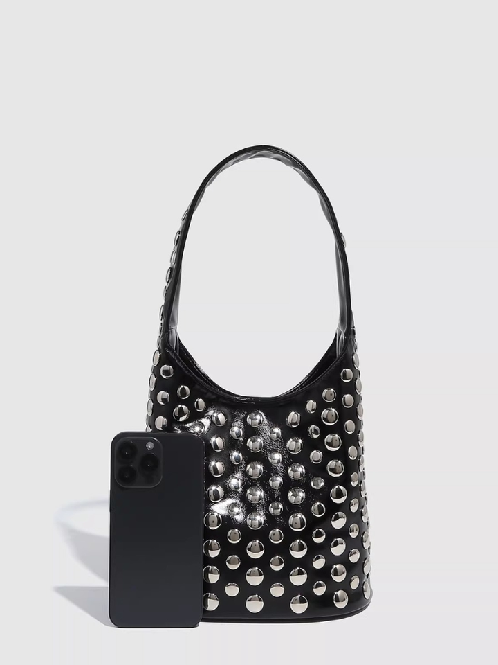 Metal Studs Mini Hobo Bag