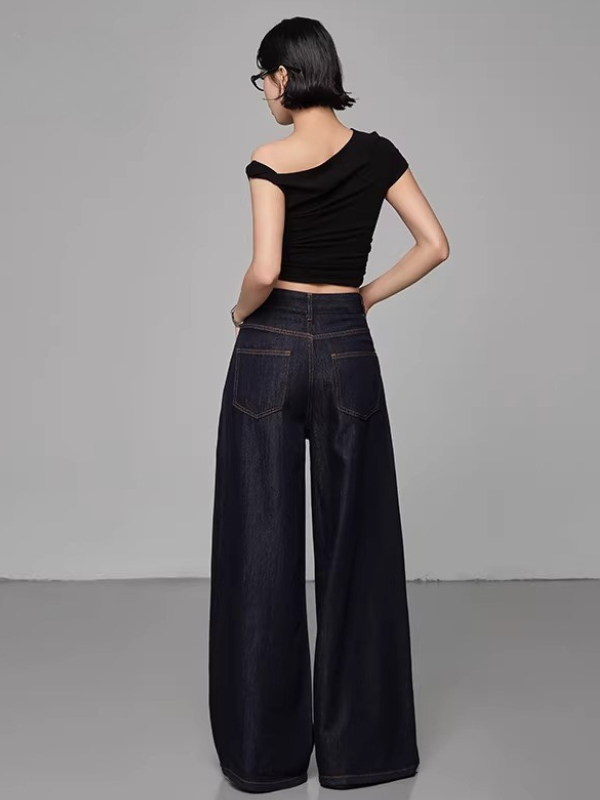 Length-Selectable Wide Denim Pants
