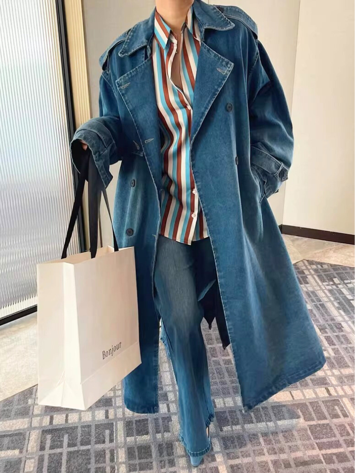 Relaxed Denim Trench Coat