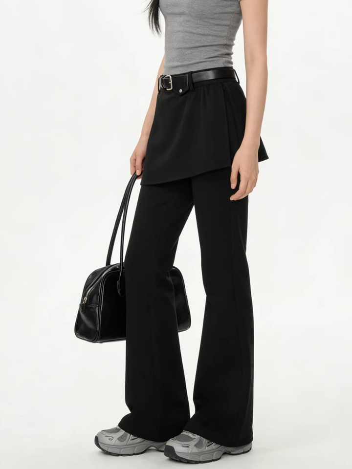 Layered Skirt Flare Pants