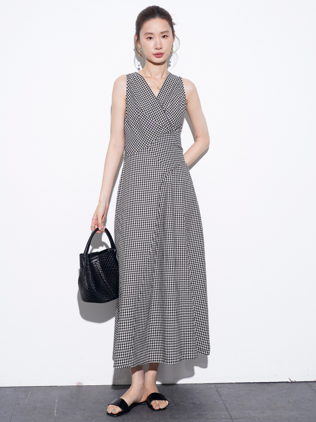 Gingham Wrap Flare Dress
