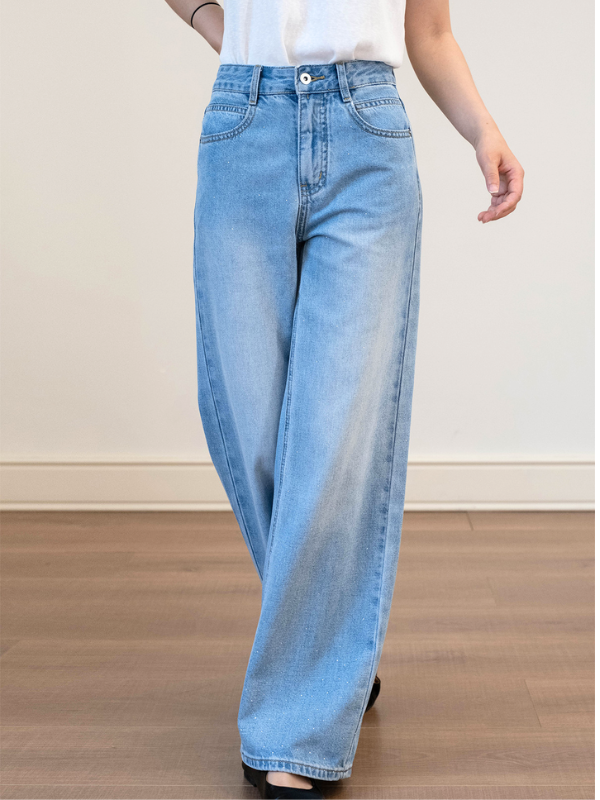 Subtle Glitter Wide Straight Denim（XS〜XL）