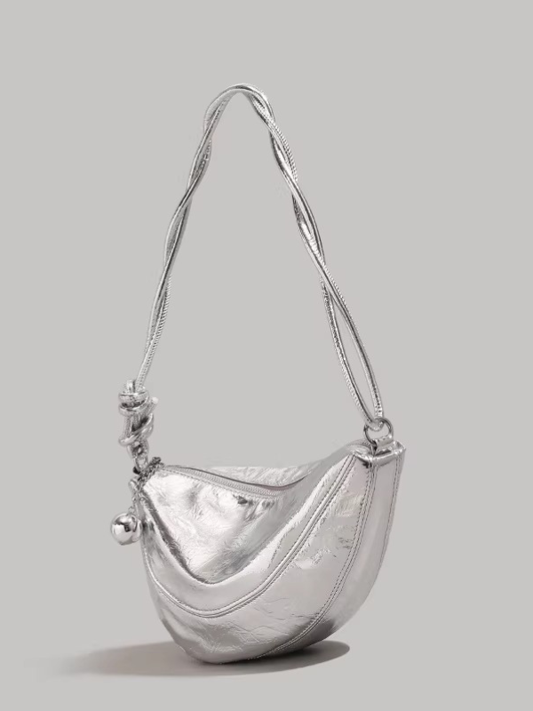 Metallic Crescent Charm Bag