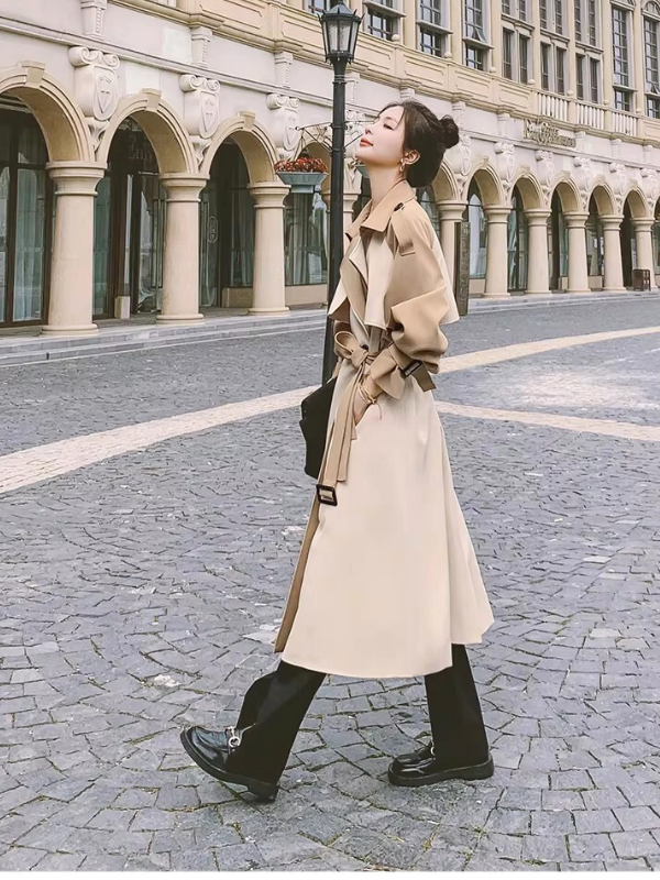 Bi-Color Structured Trench Coat