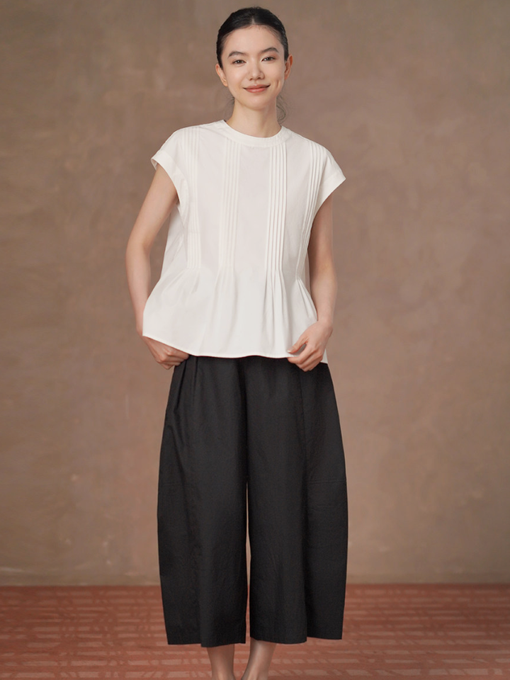 Pintuck Peplum Blouse
