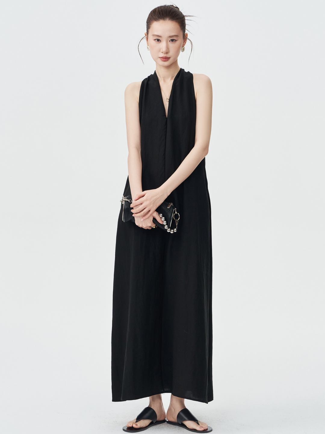 Twist Back Halter Neck Maxi Dress