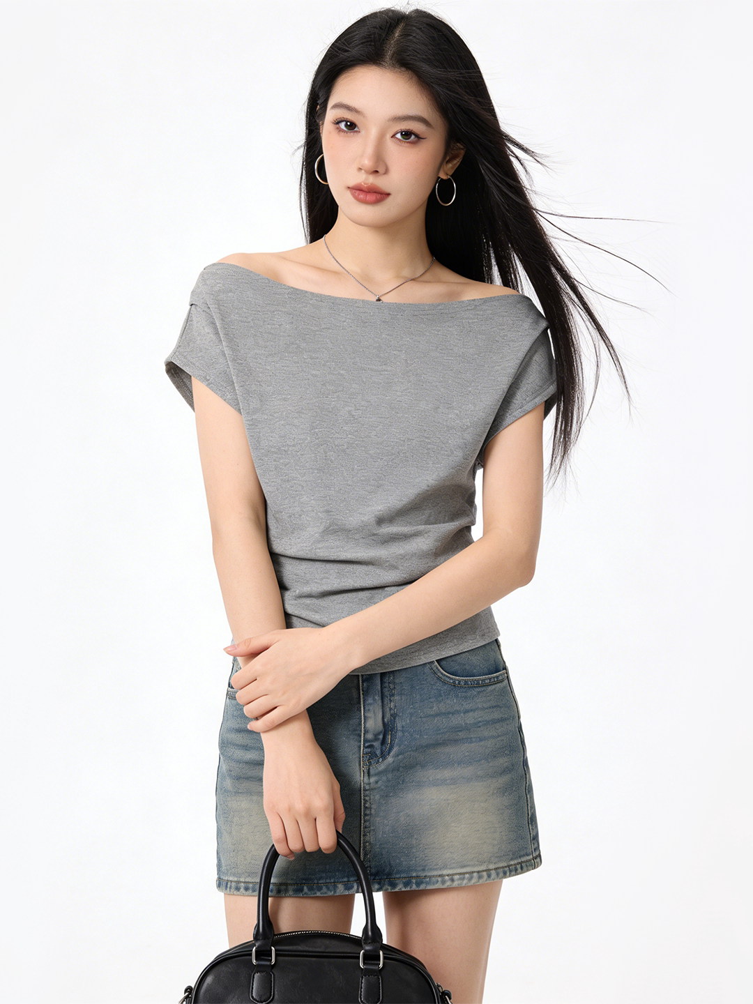 Drape Boat Neck Top