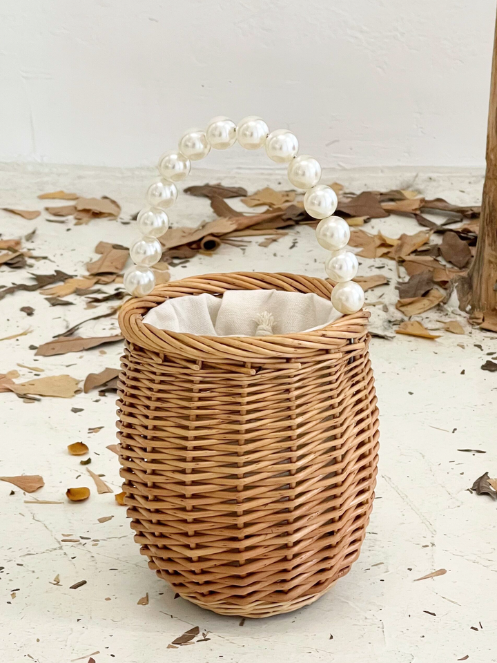 Pearl Handle Basket Bag