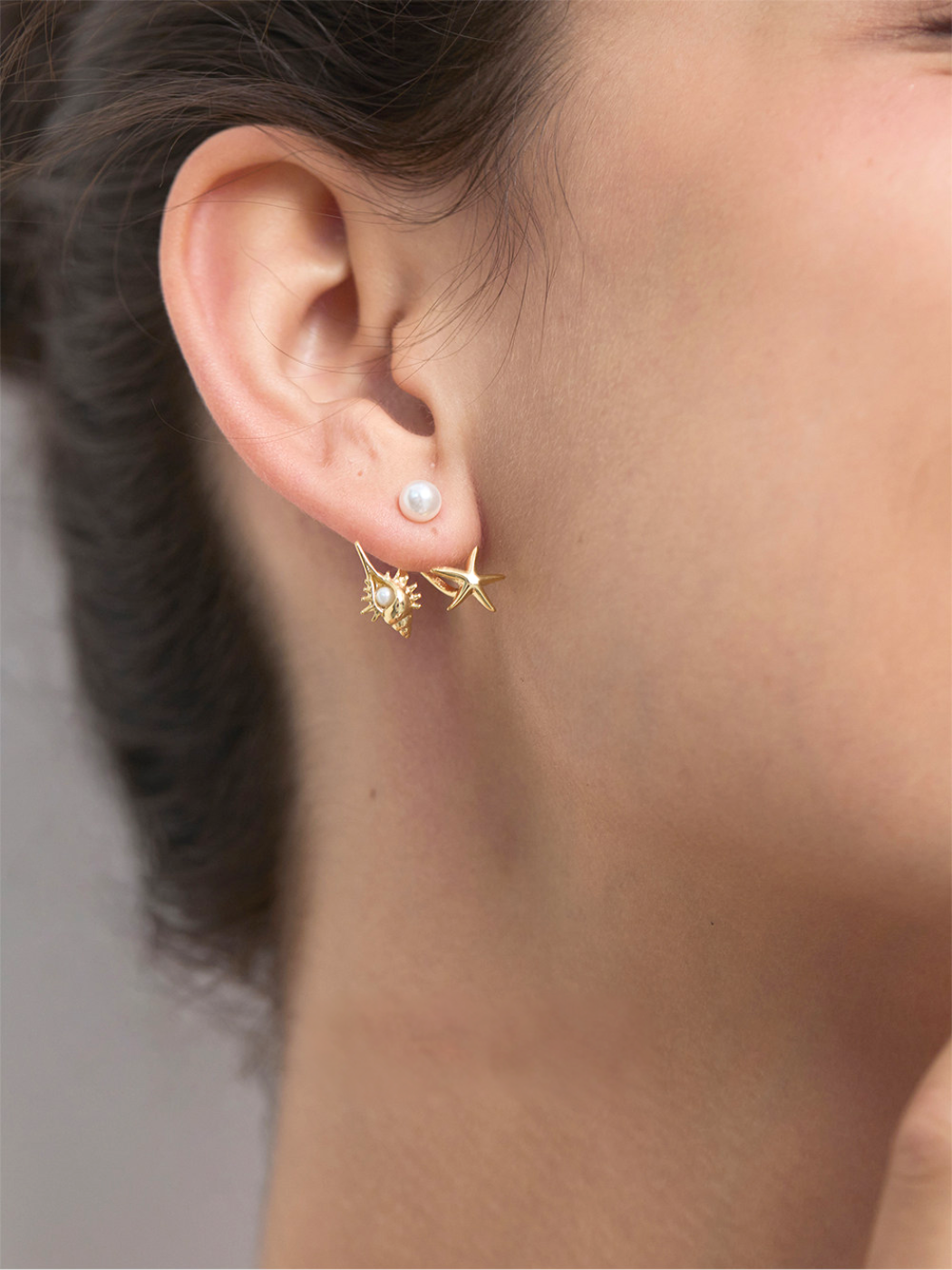 【EGO ACC】Starfish & Shell Pearl Earrings