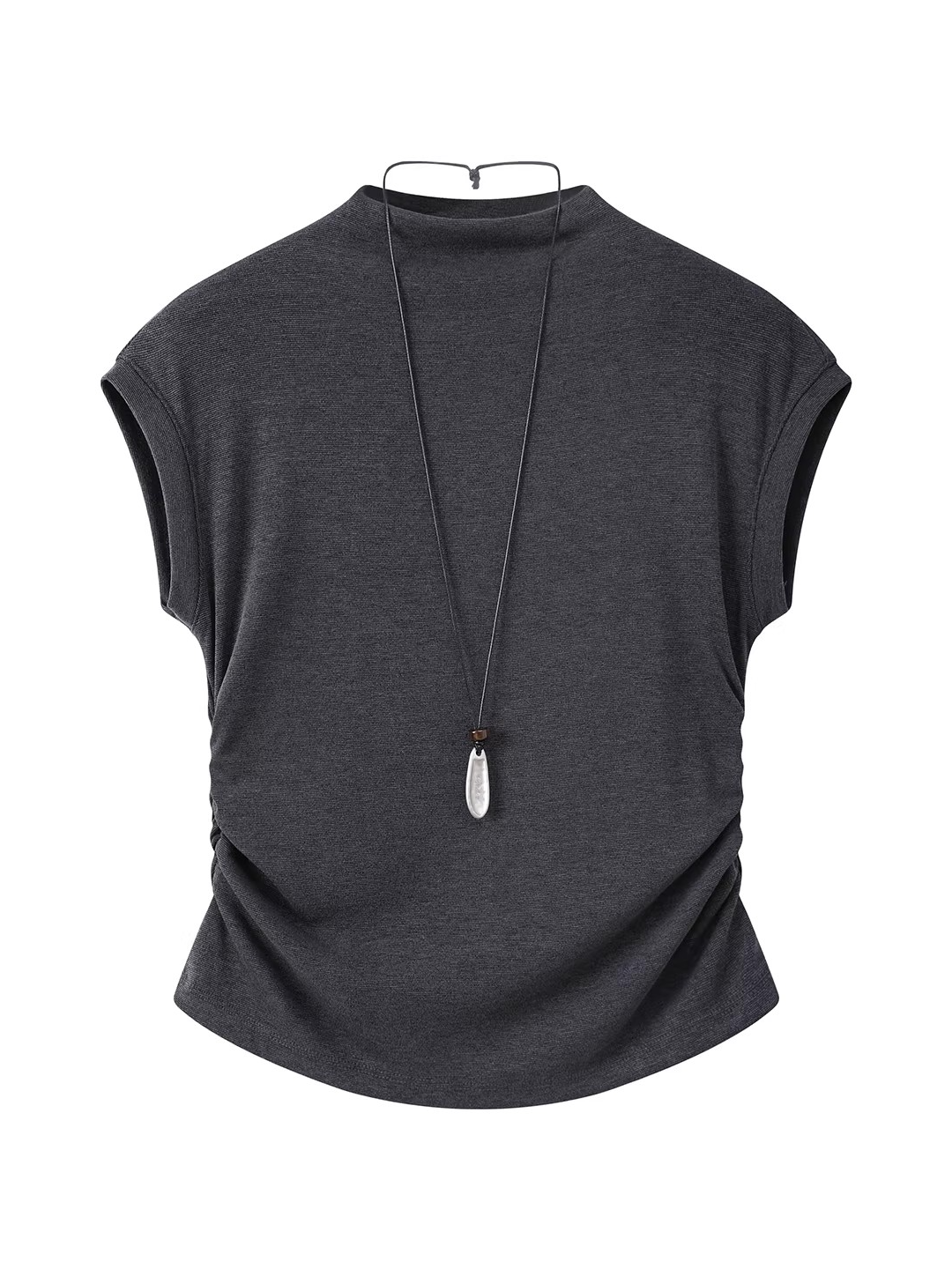Side Gather Mock Neck Top