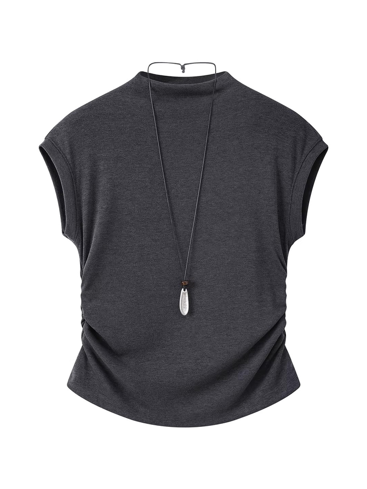 Side Gather Mock Neck Top