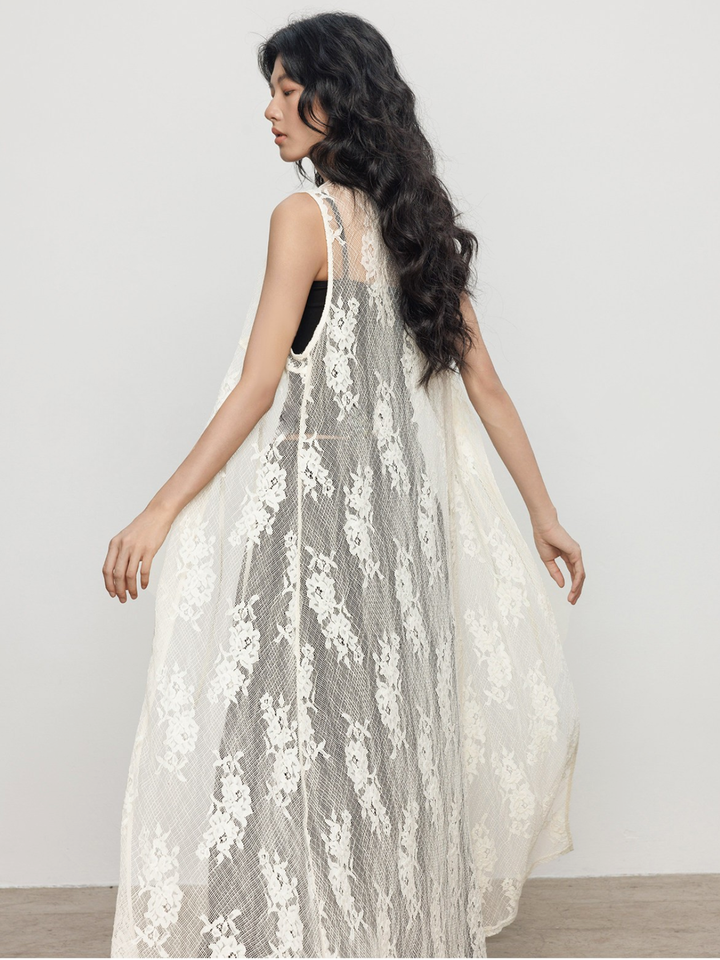 〈Pre Order〉Floral Lace Long Gilet