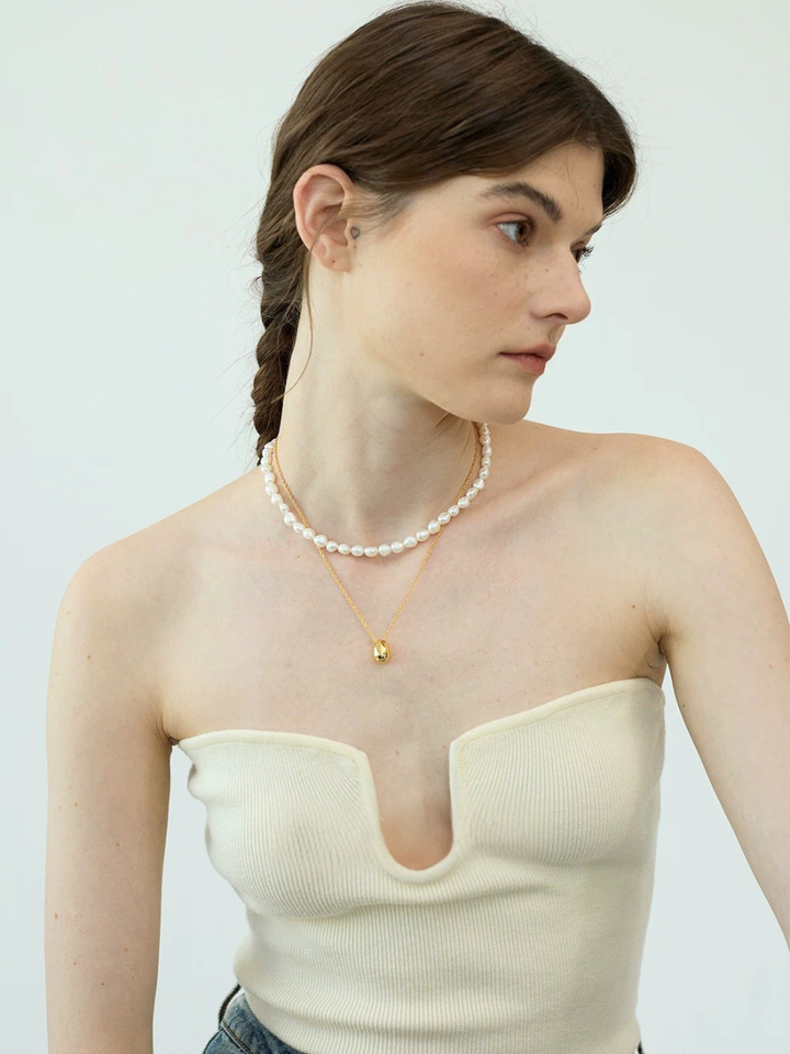 【EGO ACC】Organic Pearl Toggle Necklace