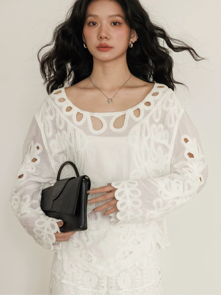 Loop Lace Sheer Blouse