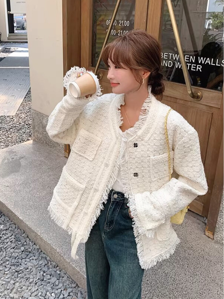 Soft Fringe Tweed Jacket