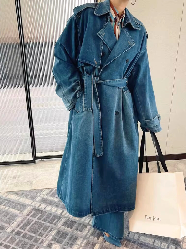Relaxed Denim Trench Coat