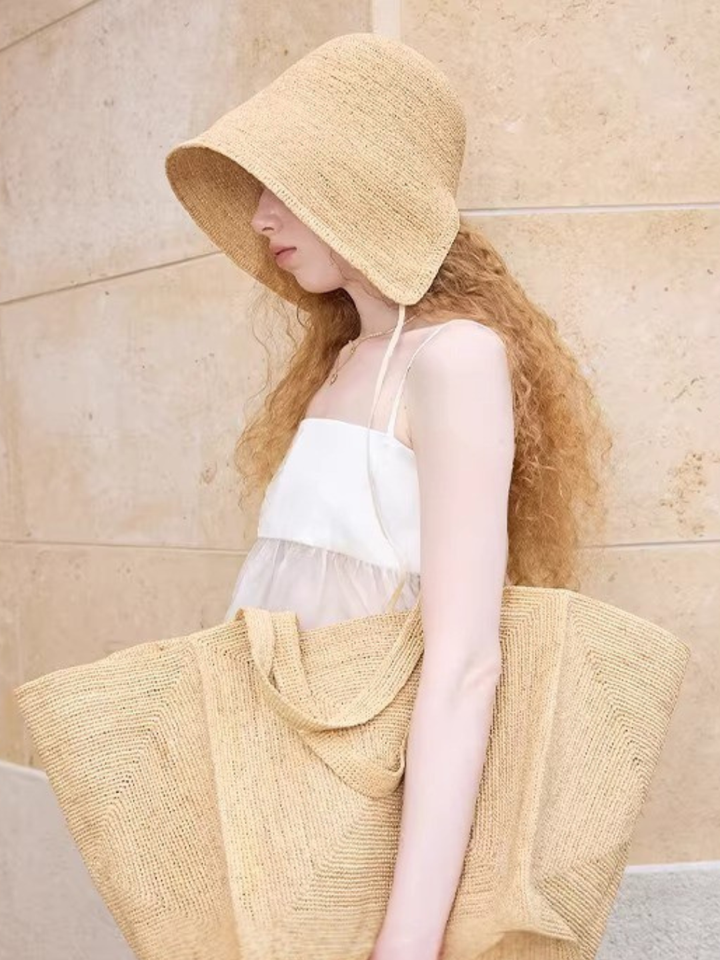 Natural Straw Ribbon Hat