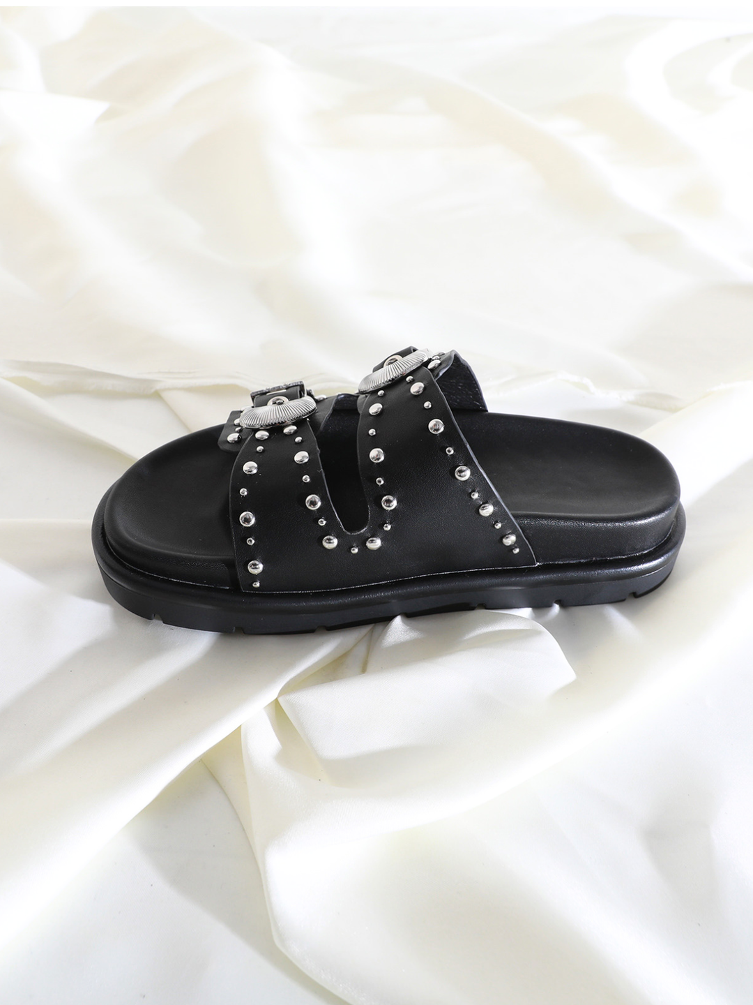 Concho Stud Double Strap Sandals