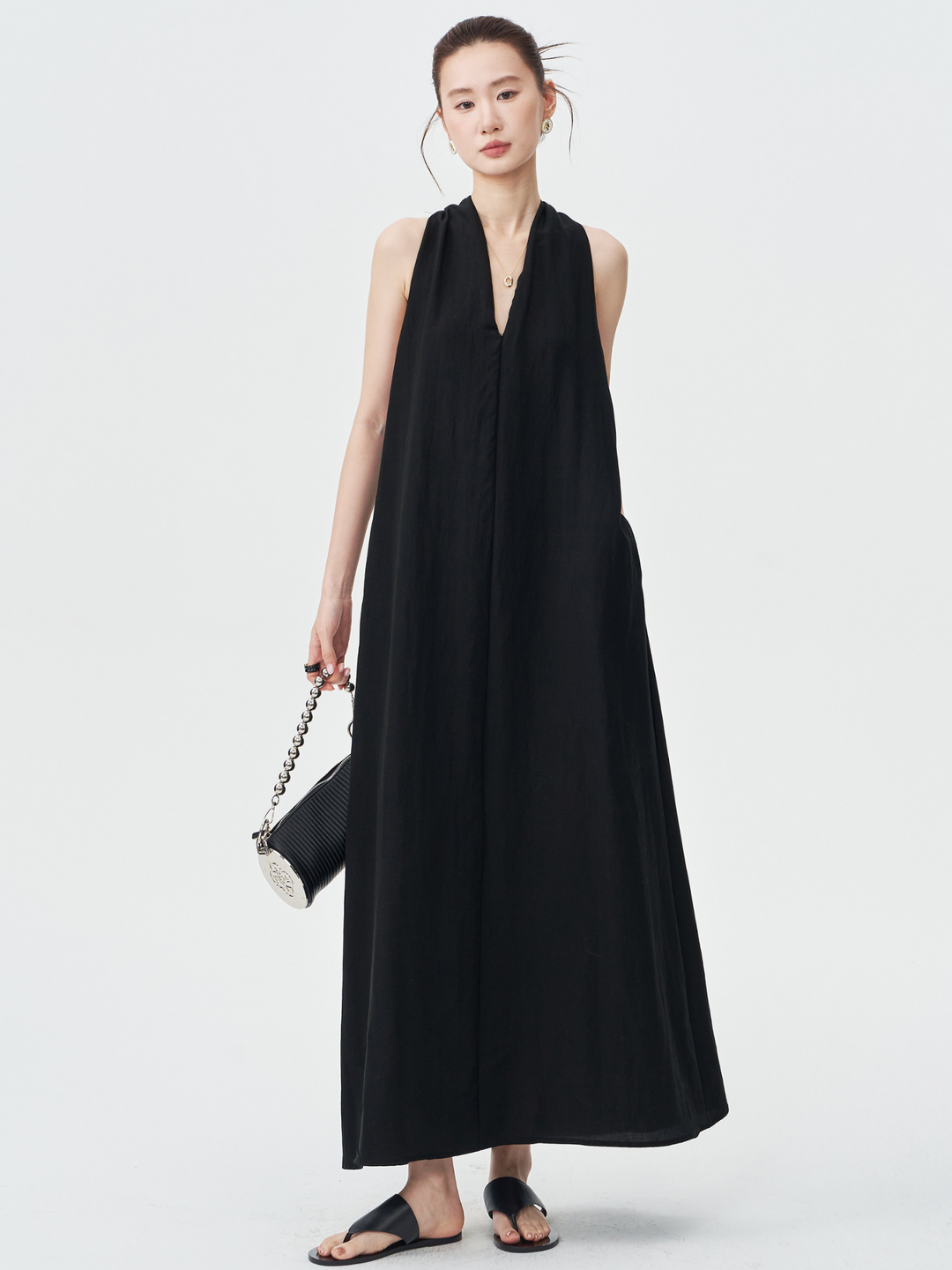 Twist Back Halter Neck Maxi Dress