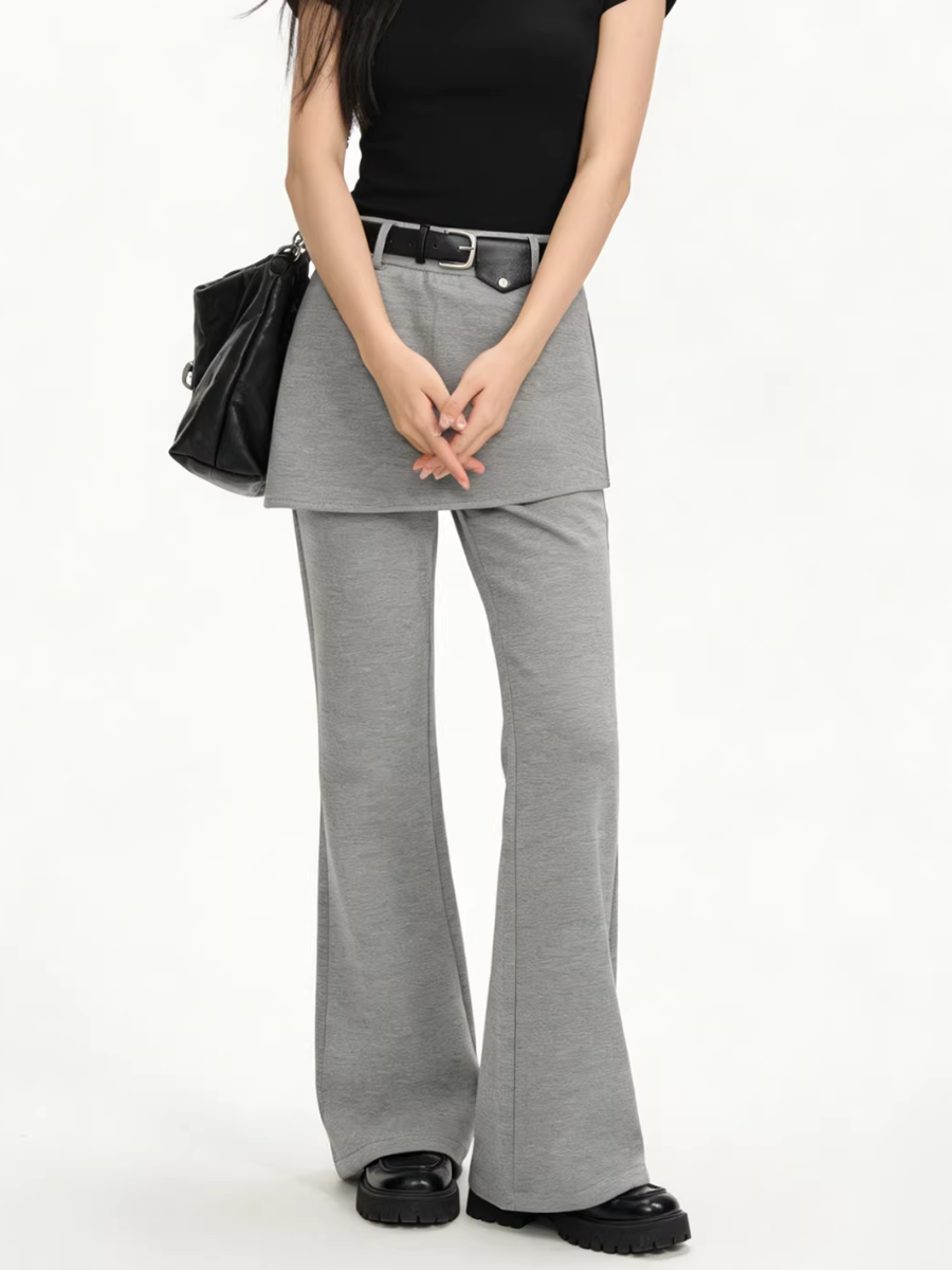 Layered Skirt Flare Pants