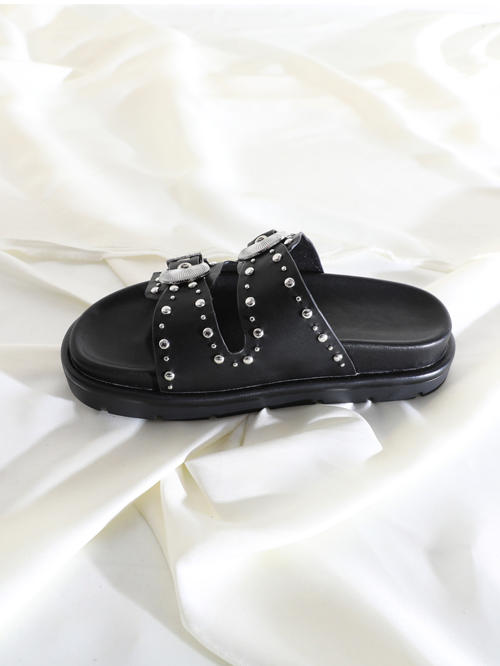 Concho Stud Double Strap Sandals