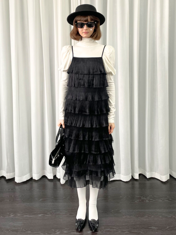 【Loose Smell】Layered Pleated Frill Dress