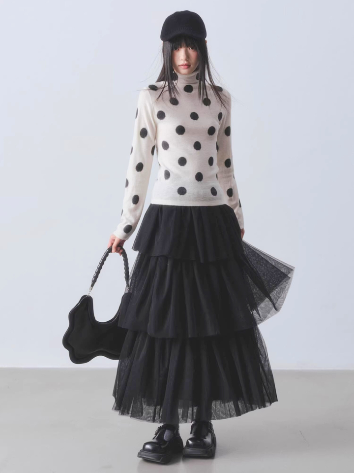 Sheer Mesh Tiered Skirt