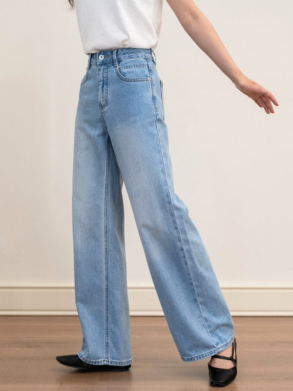 Subtle Glitter Wide Straight Denim（XS〜XL）