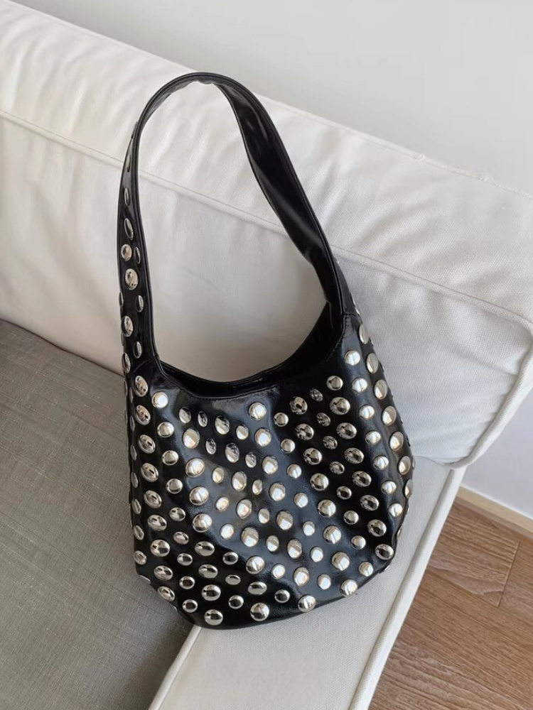 Metal Studs Mini Hobo Bag