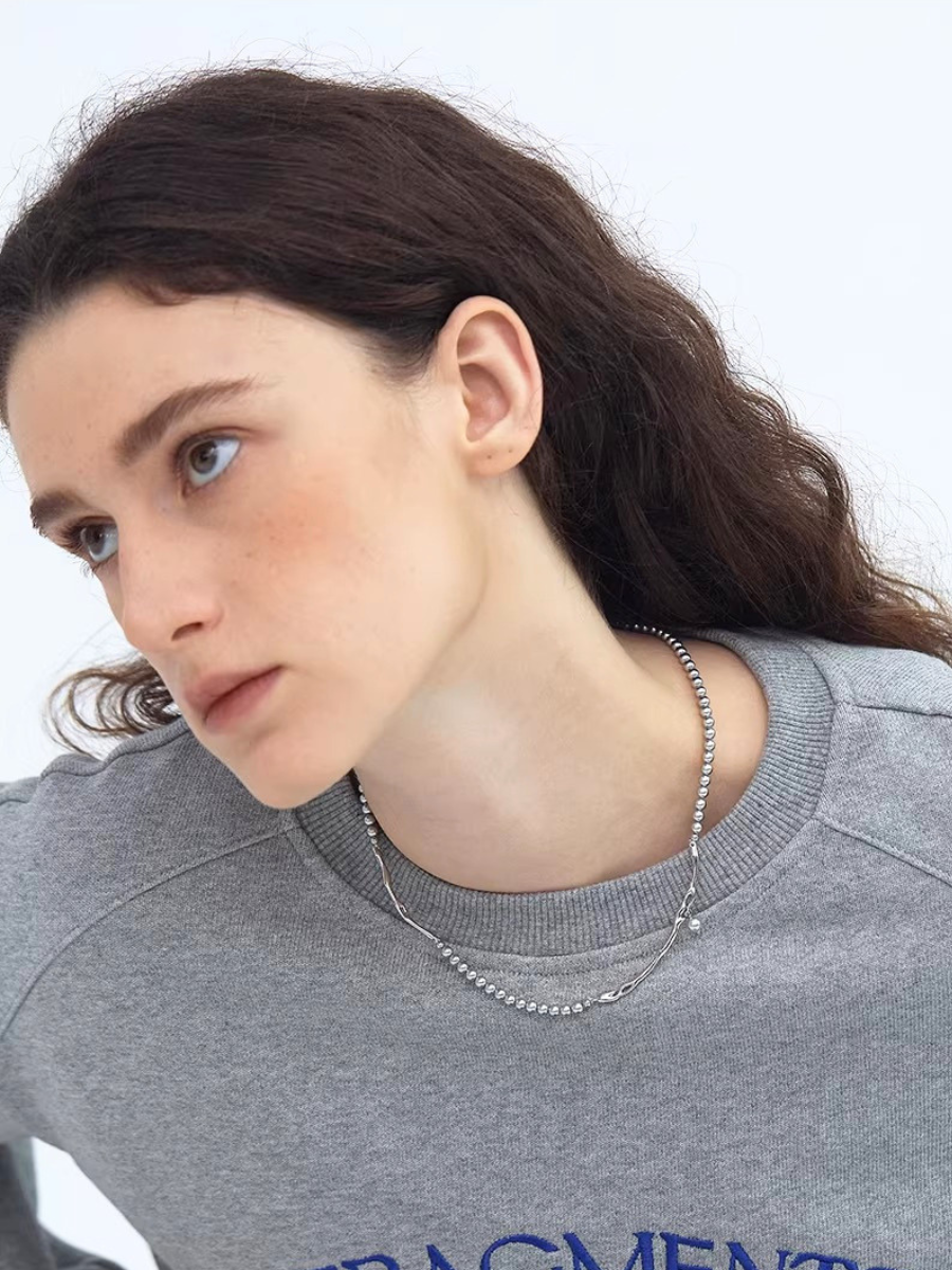 【EGO ACC】Asymmetric Beads Chain Necklace
